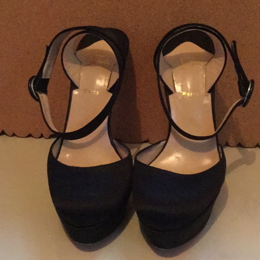 Christian Louboutin black silk platform shoe